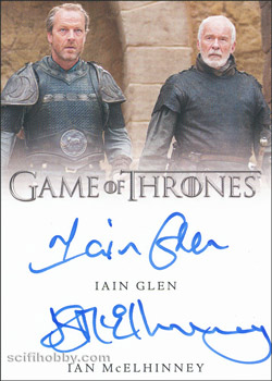 Iain Glen and Ian McElhinney Dual/Inscription Autograph card