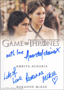 Amrita Acharia and Roxanne McKee Dual Autograph card