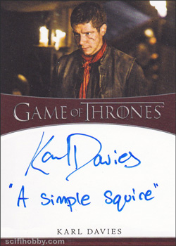 Karl Davies Quantity Range: 50-75 Inscription Autograph card