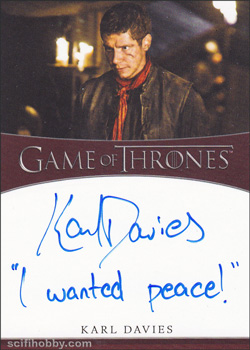 Karl Davies Quantity Range: 25-50 Inscription Autograph card