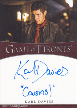 Karl Davies Quantity Range: 25-50 Inscription Autograph card