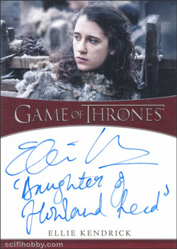 Ellie Kendrick Quantity Range: 25-50 Inscription Autograph card