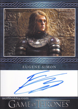 Eugene Simon as Lancel Lannister Blue Border Autograph card