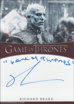 Richard Brake as The Night King Inscription Autographs -- Only one inscription autograph card per actor/signer included in the Archive Box. Variations selected at random.