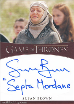 Susan Brown as Septa Mordane Inscription Autographs -- Only one inscription autograph card per actor/signer included in the Archive Box. Variations selected at random.
