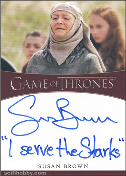 Susan Brown as Septa Mordane Inscription Autographs -- Only one inscription autograph card per actor/signer included in the Archive Box. Variations selected at random.