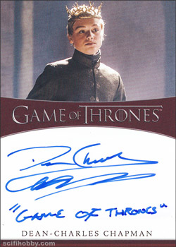Dean-Charles Chapman as King Tommen Baratheon Inscription Autographs -- Only one inscription autograph card per actor/signer included in the Archive Box. Variations selected at random.