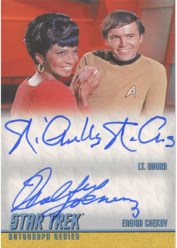 Nichelle Nichols as Lt. Uhura and Walter Koenig as Ensign Chekov in The Trouble With Tribbles Double Autograph