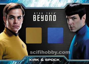 Kirk and Spock Star Trek Uniform Relic card and Pins Cards