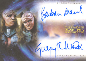 Barbara March and Gwynyth Walsh as the Duras Sister Dual Autograph Case Topper Card