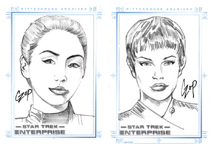 Women of Enterprise SketchaFEX cards - 2 different cards featuring T'Pol & Hoshi Case Topper SketchaFEX Card