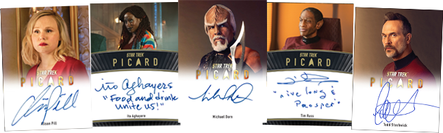 Autograph card images of Pill, Aghayere, Dorn, Russ and Stashwick