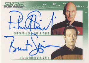 Patrick Stewart/Brent Spiner as Picard/Data Dual Autograph Card 2nd Tier Multi-Case Incentive Card