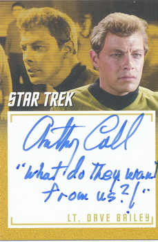 Anthony Call as Lt. Dave Bailey in The Corbomite Maneuver Inscription Autograph card
