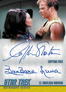 William Shatner as Captain Kirk in Mirror, Mirror and BarBara Luna as Marlena in Mirror, Mirror Double Autograph card