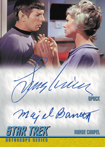 Leonard Nimoy as Spock in The Naked Time and Majel Barrett as Nurse Chapel in The Naked Time Double Autograph card