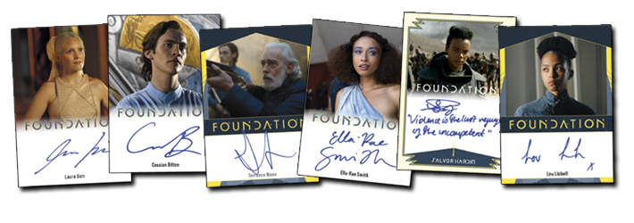 Autograph cards signed by the staring cast