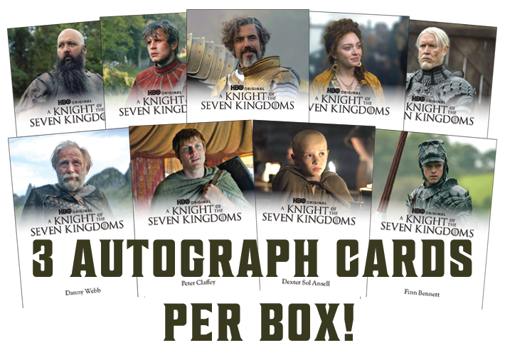 Autographed trading cards from the cast
