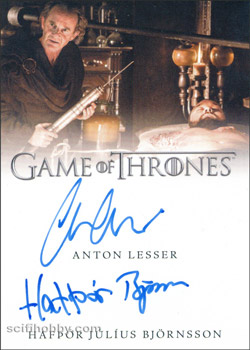 Anton Lesser and Hafpor Julius Bjornsson Dual/Inscription Autograph card
