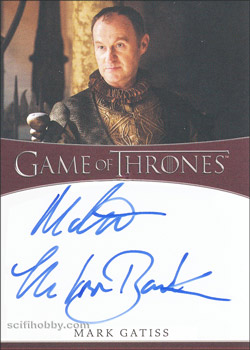 Mark Gatiss Quantity Range: 50-75 Dual/Inscription Autograph card