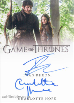 Charlotte Hope and Iwan Rheon Dual/Inscription Autograph card