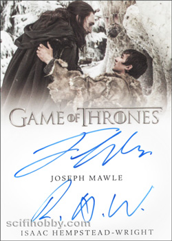 Isaac Hempstead-Wright as Bran Stark and Joseph Mawle as Benjen Stark Dual Autograph card