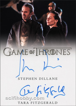 Tara Fitzgerald as Selyse Baratheon and Stephen Dillane as Stannis Baratheon Dual Autograph card