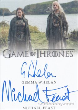 Gemma Whelan as Yara Greyjoy and Michael Feast as Aeron Greyjoy Dual Autograph card