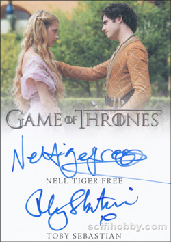 Nell Tiger Free as Myrcella Baratheon and Toby Sebastian as Trystane Martell Dual Autograph card
