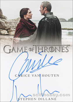 Carice Van Houten as Melisandre and Stephen Dillane as Stannis Baratheon Dual Autograph card