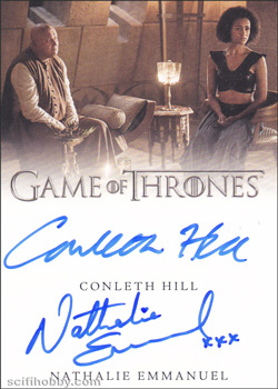 Conleth Hill and Nathalie Emmanuel Dual Autograph card