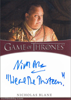 Nicholas Blane as Spice King Inscription Autographs -- Only one inscription autograph card per actor/signer included in the Archive Box. Variations selected at random.