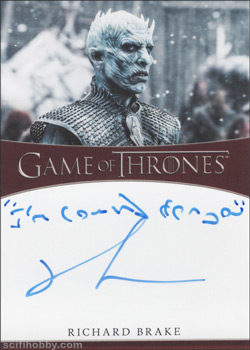 Richard Brake as The Night King Inscription Autographs -- Only one inscription autograph card per actor/signer included in the Archive Box. Variations selected at random.