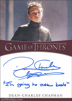 Dean-Charles Chapman as King Tommen Baratheon Inscription Autographs -- Only one inscription autograph card per actor/signer included in the Archive Box. Variations selected at random.