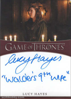 Lucy Hayes as Kitty Frey Inscription Autographs -- Only one inscription autograph card per actor/signer included in the Archive Box. Variations selected at random.