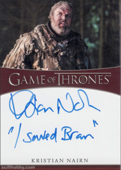 Kristian Nairn as Hodor Inscription Autographs -- Only one inscription autograph card per actor/signer included in the Archive Box. Variations selected at random.