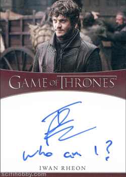 Iwan Rheon as Ramsay Bolton Inscription Autographs -- Only one inscription autograph card per actor/signer included in the Archive Box. Variations selected at random.