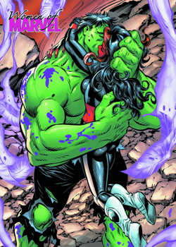 Red She-Hulk and Hulk Embrace