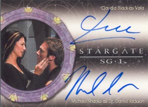 Claudia Black as Vala and Michael Shanks as Dr. Daniel Jackson 2nd Tier Multi-Case Incentive Dual-Autograph Card