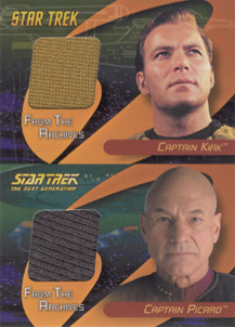 Exclusive Dual Costume Card of Captain Kirk and Captain Picard 1st Tier Multi-Case Incentive Dual Costume Card