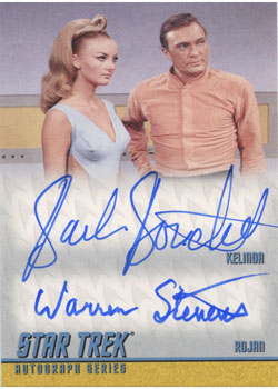Warren Stevens as Rojan and Barbara Bouchet as Kelinda in By Any Other Name Double Autograph