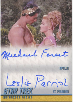 Michael Forest as Apollo and Leslie Parrish as Lt. Palamas in Who Mourns For Adonais? Double Autograph