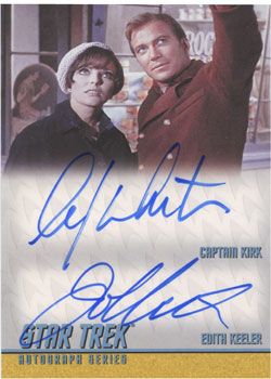William Shatner as Captain Kirk and Joan Collins as Edith Keller in The City On The Edge Of Forever Double Autograph