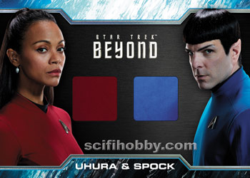 Uhura and Spock Star Trek Uniform Relic card and Pins Cards