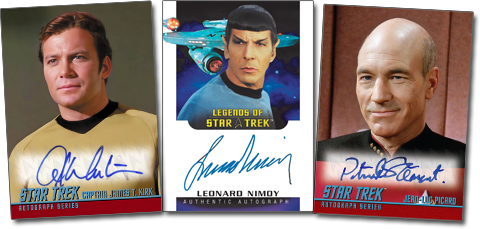 Shater, Nimoy and Stewart Autograph cards