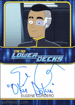 Eugene Cordero as the voice of Ensign Sam Rutherford Quantity Range: 1-10 Autograph card