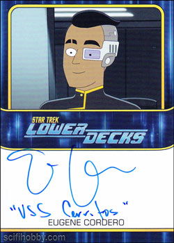 Eugene Cordero as the voice of Ensign Sam Rutherford Quantity Range: 11-25 Autograph card