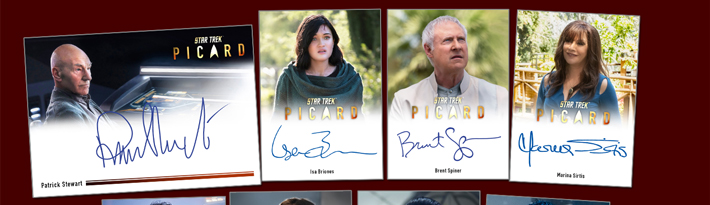 Autograph Cards signed by Patrick Stewart, Isa Briones and Brent Spiner