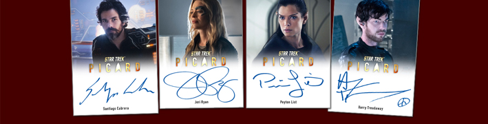 Autograph Cards signed by Santiago Cabrera, Jeri Ryan and Peyton List