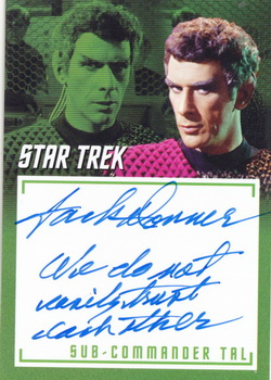 Jack Donner as Romulan Subcommander in The Enterprise Incident Inscription Autograph card